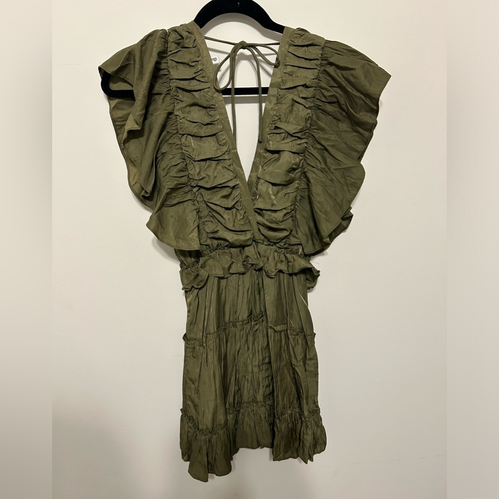 Olive Green Ruffle Dress